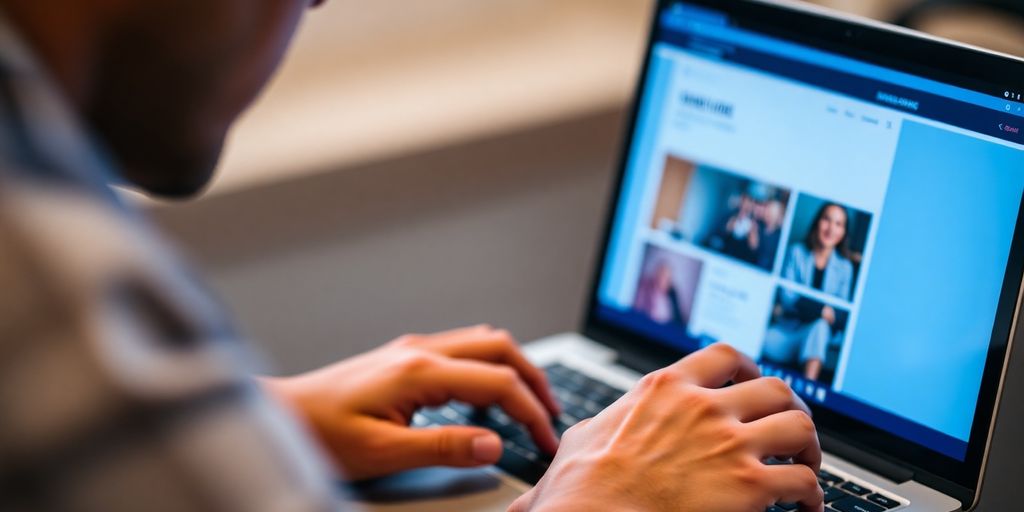 تصویر نزدیک از کاربر در حال استفاده از وب‌سایت