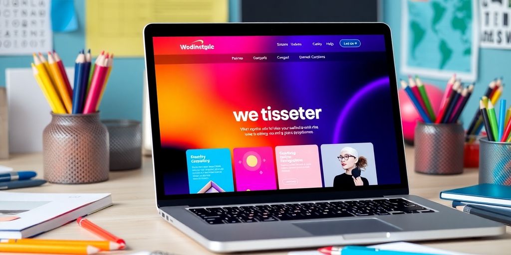 تصویر نزدیک از طراحی مدرن سایت روی لپ‌تاپ