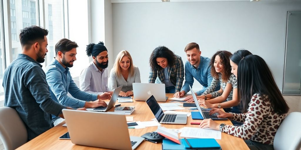 گروهی از افراد در حال گفتگو و همفکری