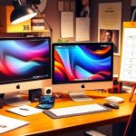 فضای کاری مدرن با کامپیوتر و ابزار طراحی وب