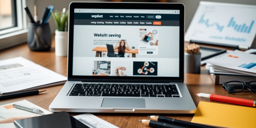 عکس از طراحی وبسایت روی لپتاپ