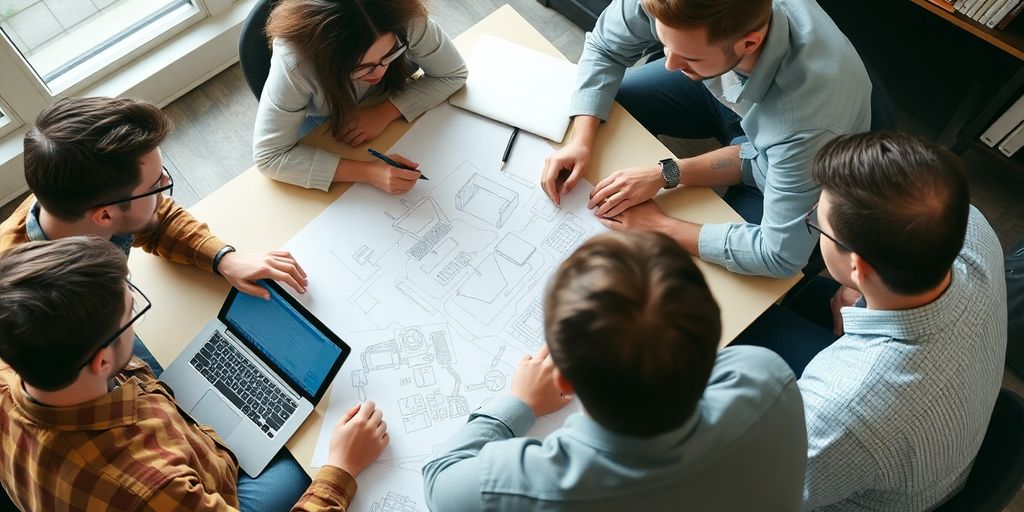 طراحی وب سایت با تیم در حال بحث و بررسی