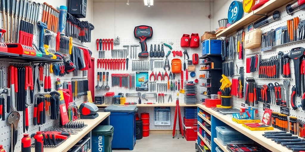 عکس یک فروشگاه ابزار با وسایل متنوع