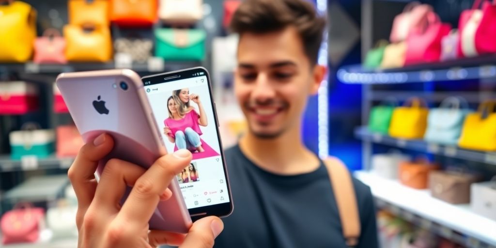 خرید از اینستاگرام با موبایل در حال انجام است.