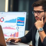 تحلیل عملکرد سایت با لپ‌تاپ در دفتر کار