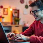 عکس شخصی در حال تولید محتوا با لپ‌تاپ