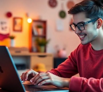 عکس شخصی در حال تولید محتوا با لپ‌تاپ