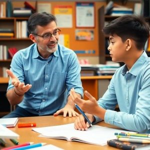 معلم خصوصی و دانش‌آموز در کلاس درس