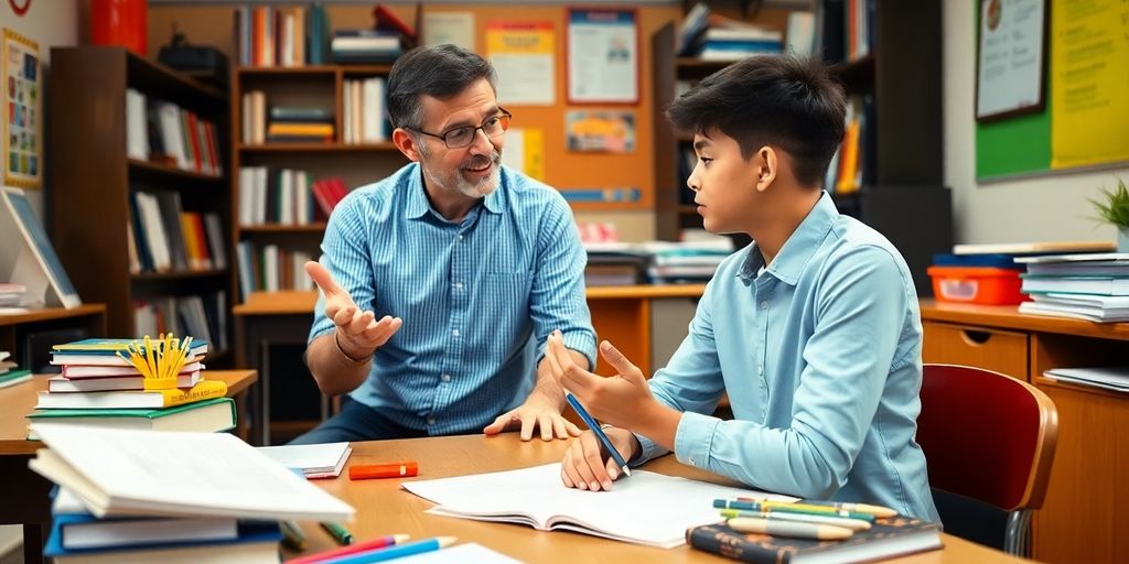 معلم خصوصی و دانش‌آموز در کلاس درس