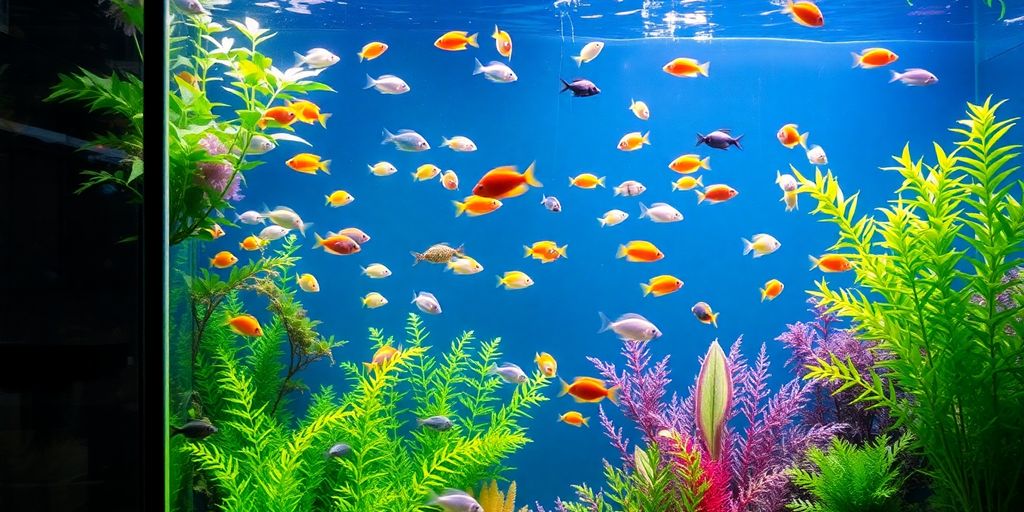 عکس از آکواریوم با ماهیهای رنگارنگ و گیاهان