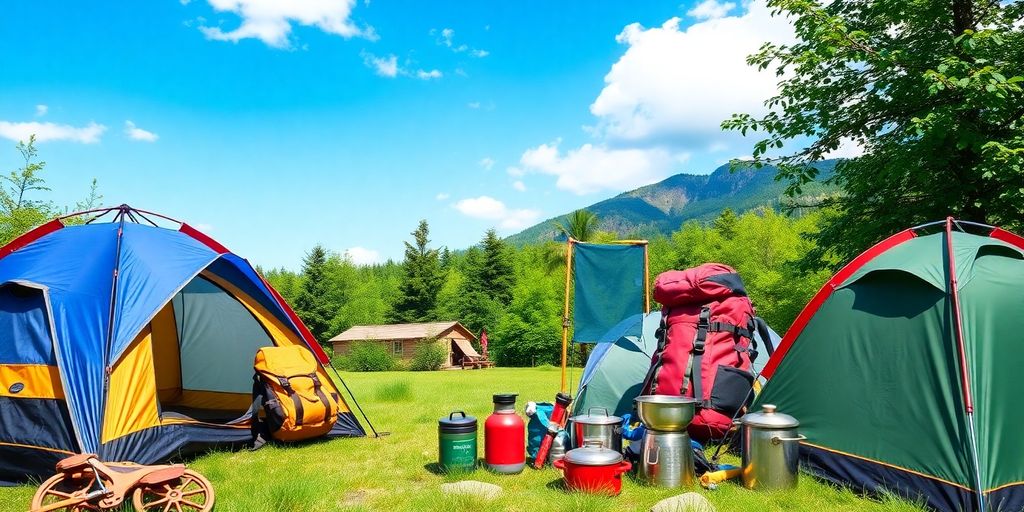 تصویر تجهیزات کمپینگ در فضای طبیعی