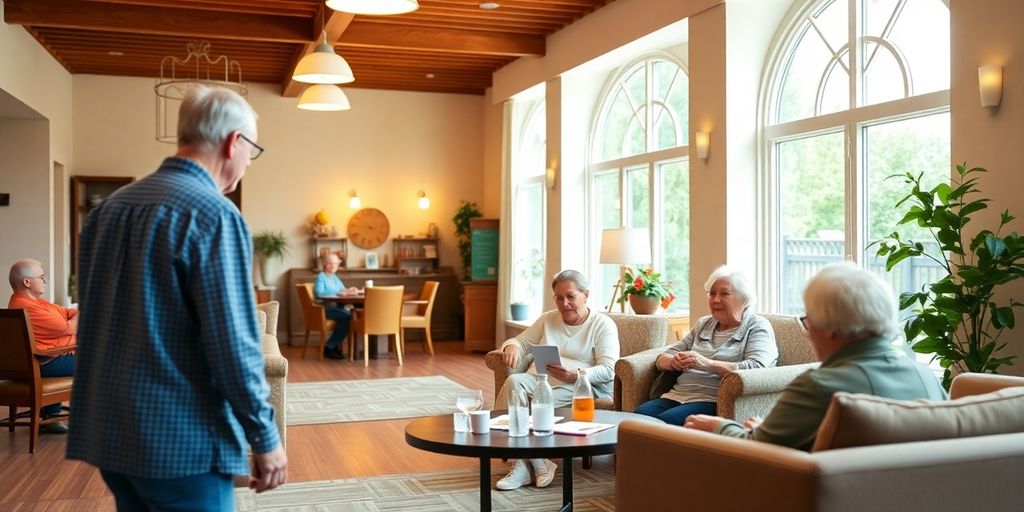 محیط آرام آسایشگاه سالمندان با فضاهای مشترک