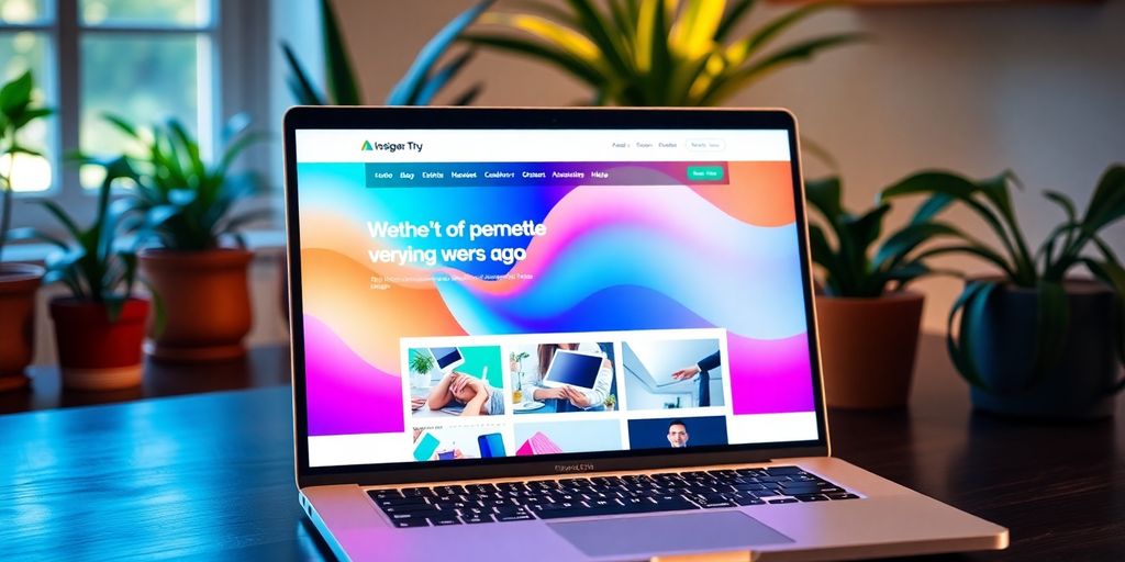 طراحی زیبا وب‌سایت روی صفحه لپ‌تاپ