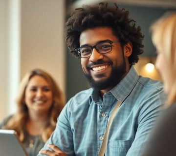 تصویر مالک کسب‌وکار و مشتریان خوشحال