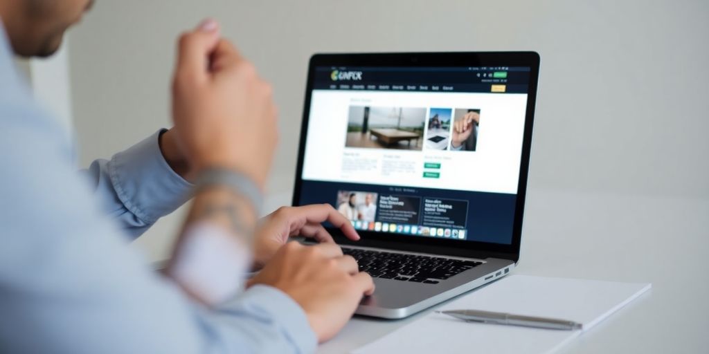 عکس یک فرد در حال بررسی سایت با لپ‌تاپ