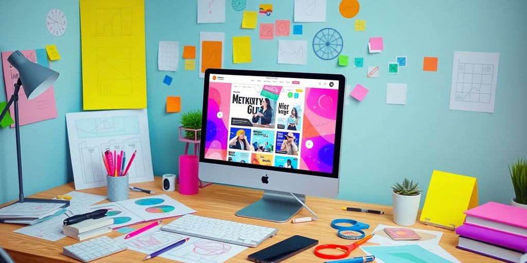 تصویر از یک طراح که در حال طراحی سایت است.