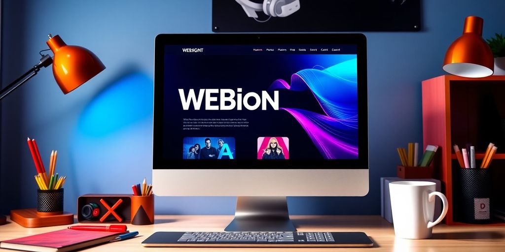 تصویر یک محیط کار مدرن و طراحی وب