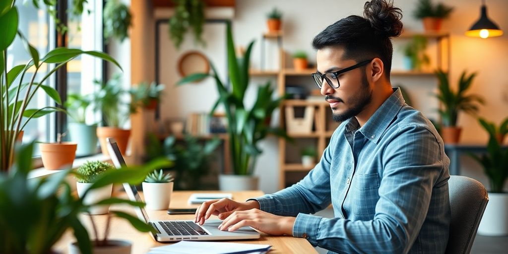 عکس مالک کسب‌وکار در حال طراحی سایت
