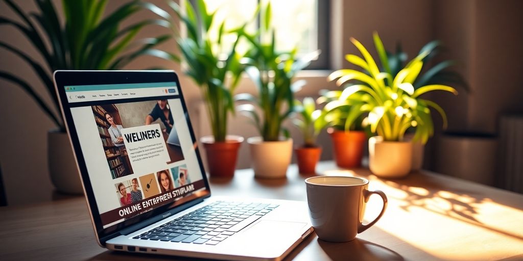 فضای کاری مدرن با لپ‌تاپ و قهوه