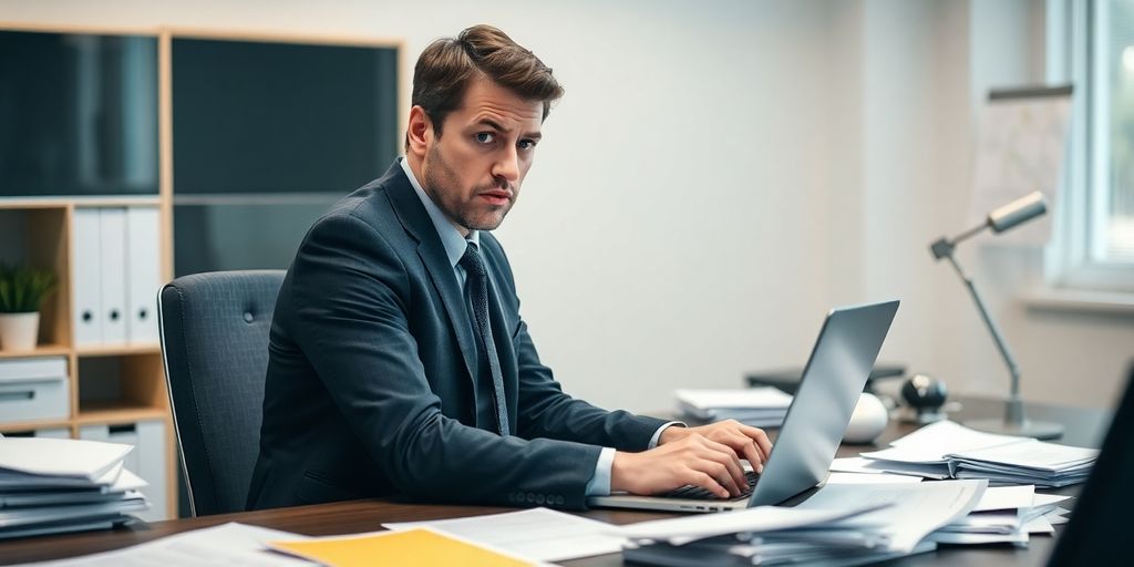 نگرانی یک حرفه‌ای کسب‌وکار در دفتر کار