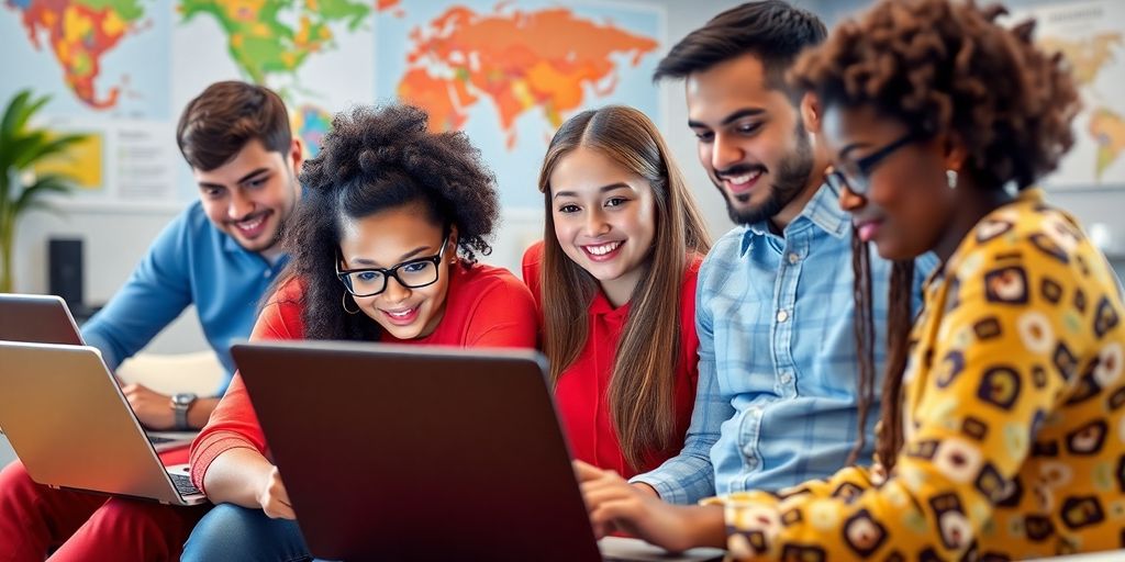 گروهی از دانشجویان در حال یادگیری آنلاین