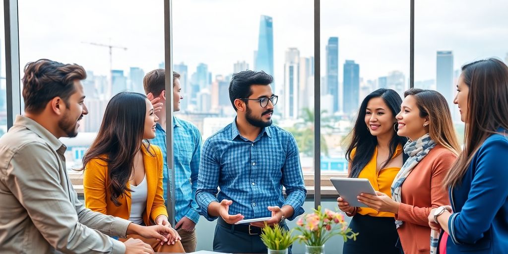 تصویری از افراد در یک محیط چند فرهنگی