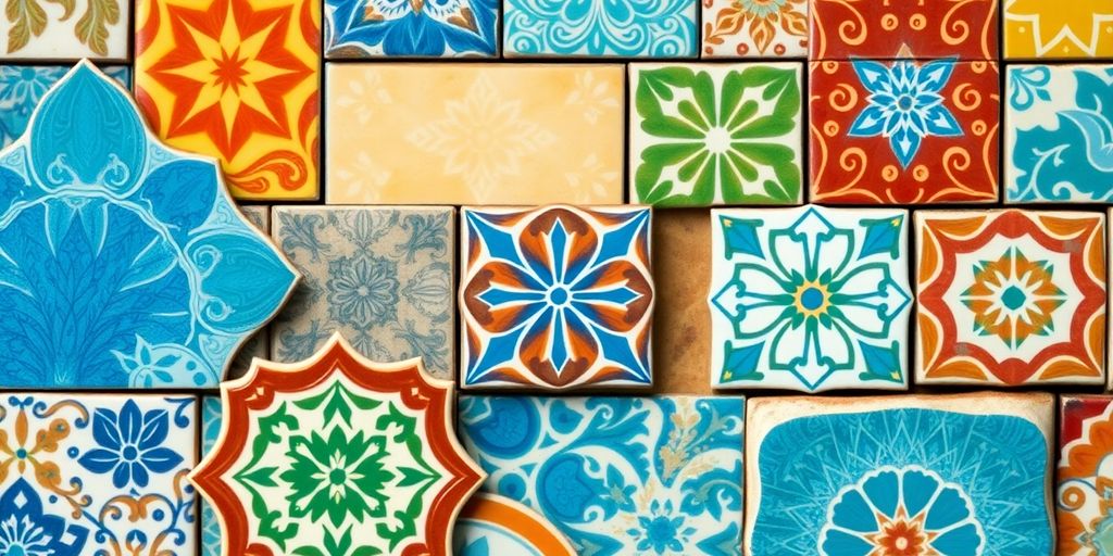تصویر کاشی و سرامیک با طرح های زیبا و رنگارنگ