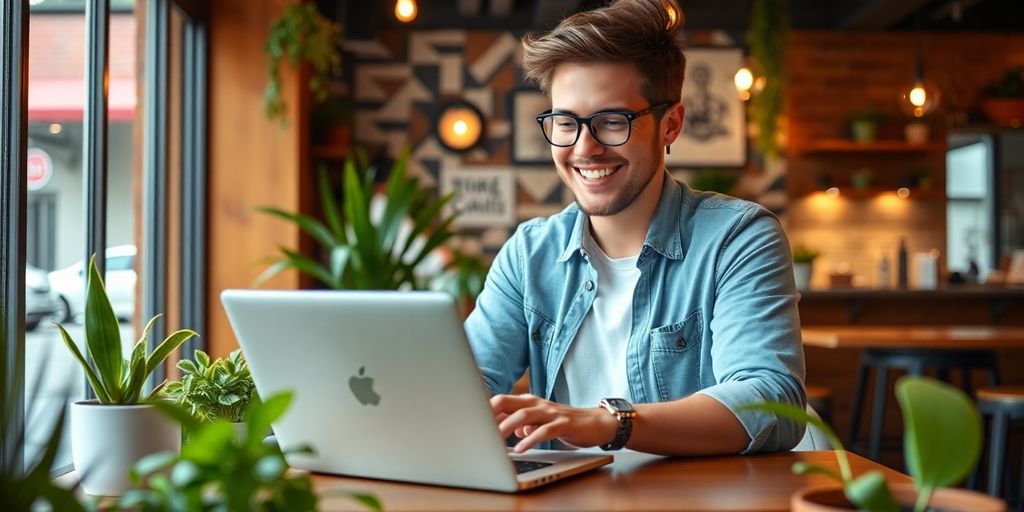 مدیر کسب‌وکار کوچک در حال کار با لپ‌تاپ