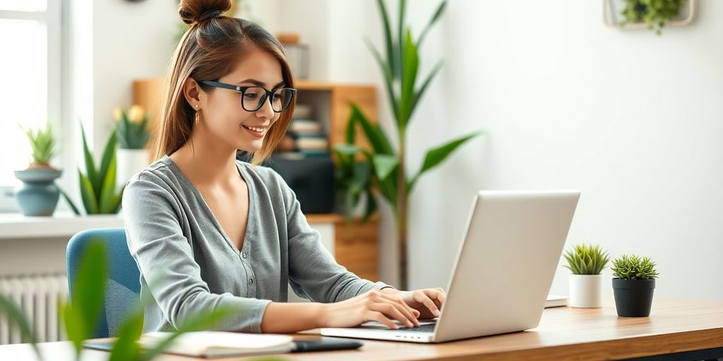 یک مالک کسب‌وکار کوچک در حال کار بر روی لپ‌تاپ