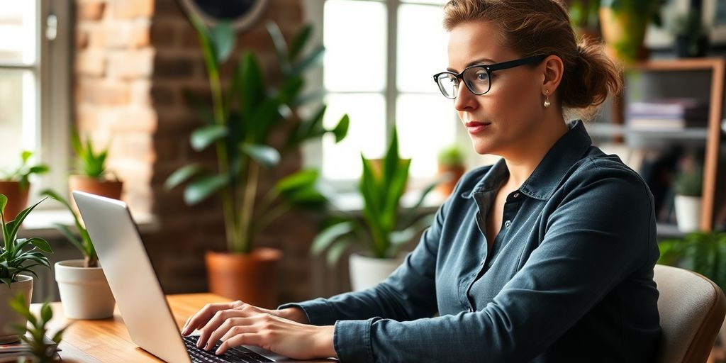 مالک کسب‌وکار کوچک در حال کار با لپ‌تاپ