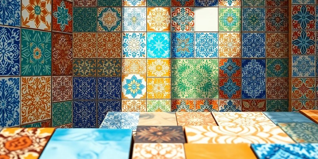تصویر زیبای کاشی و سرامیک با رنگ های متنوع