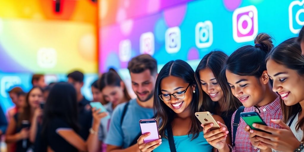 گروهی از افراد با گوشی‌های هوشمند در تعامل