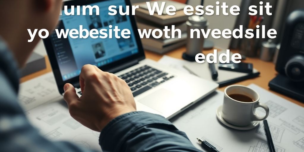 فردی در حال کار بر روی وب‌سایت خود