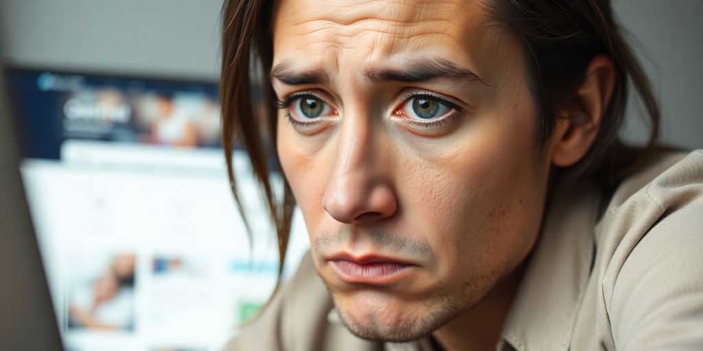 مشتری مردد در حال نگاه کردن به صفحه لپ‌تاپ