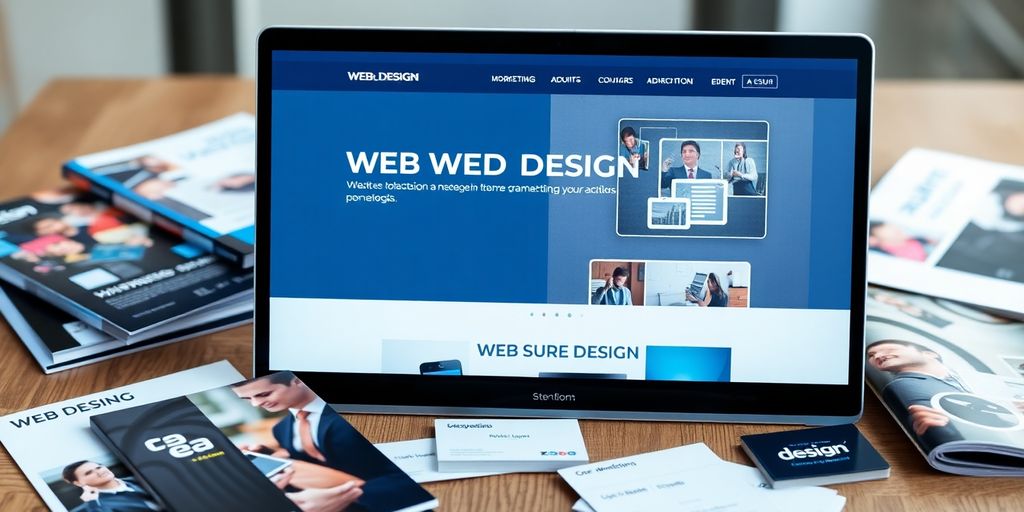 طراحی مدرن سایت با مواد تبلیغاتی در اطراف