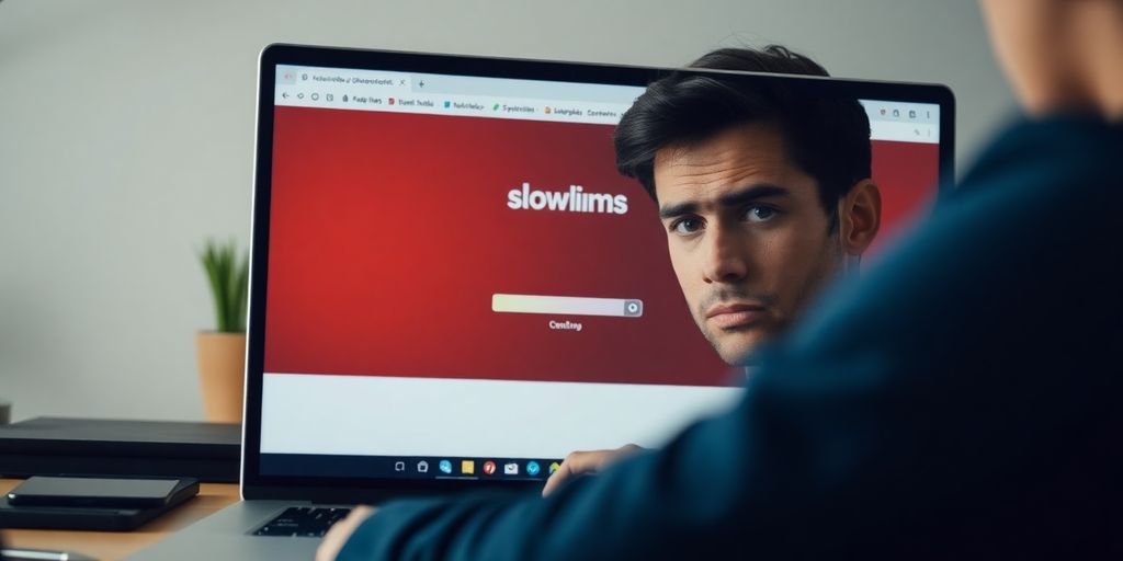 کاربر ناراضی در حال مشاهده وب‌سایت کند