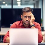 کاربر نارضایتی در مقابل کامپیوتر و طراحی سایت