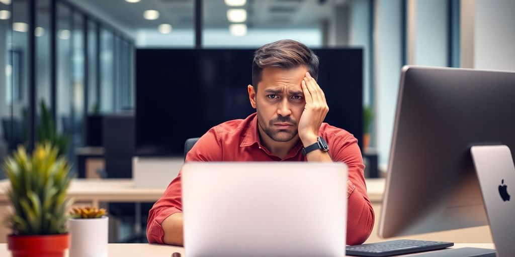 کاربر نارضایتی در مقابل کامپیوتر و طراحی سایت