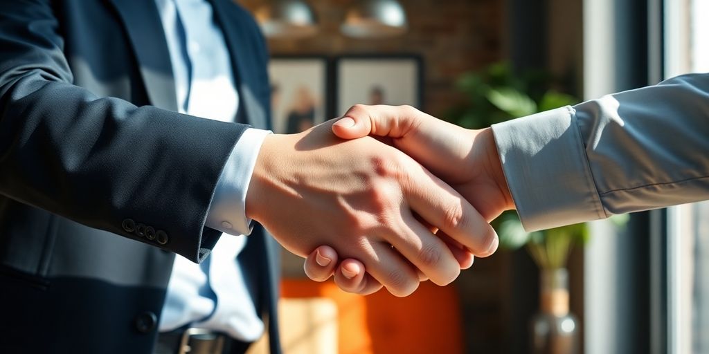 تصویری از handshake بین مشتری و فروشنده