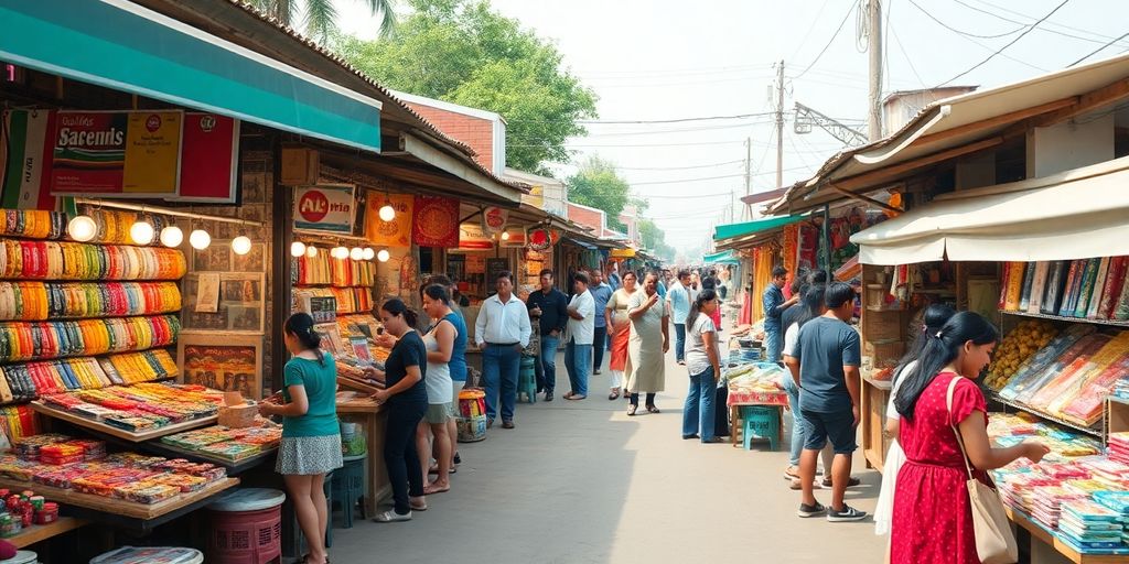 بازار محلی با کسب‌وکارهای کوچک و مشتریان فعال
