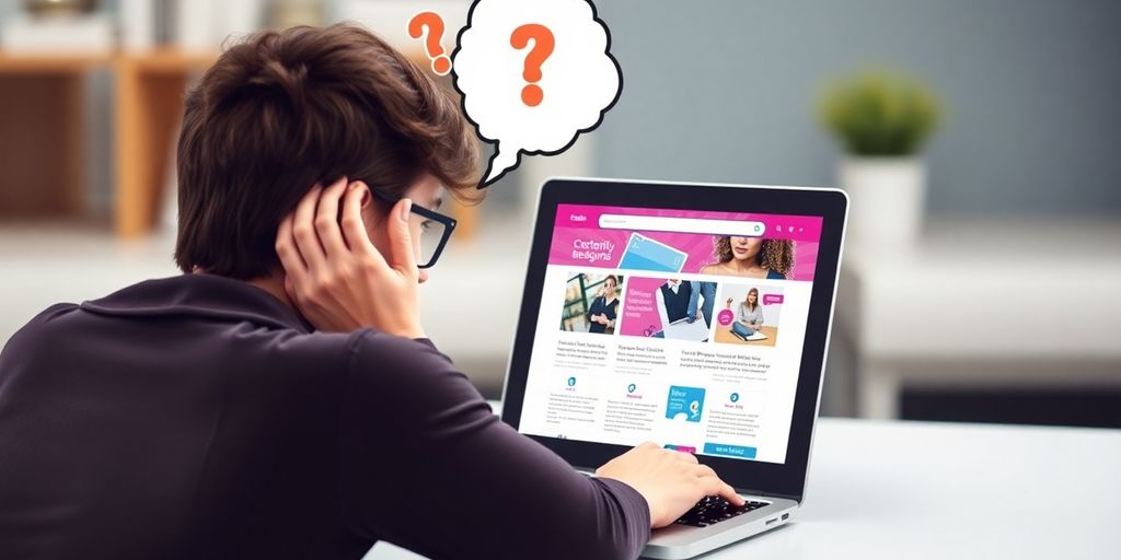 کاربر در حال مرور وب‌سایت با طراحی نامناسب