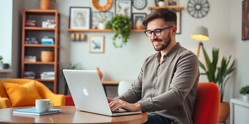 عکسی از صاحب کسب‌وکار در حال کار با لپ‌تاپ