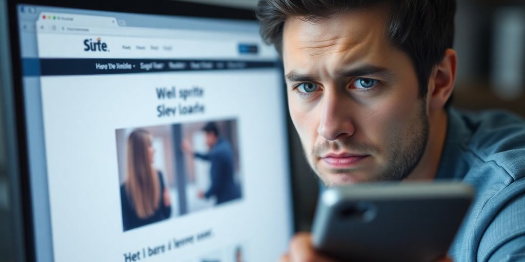 کاربر ناراحت در حال مشاهده وب‌سایت کند