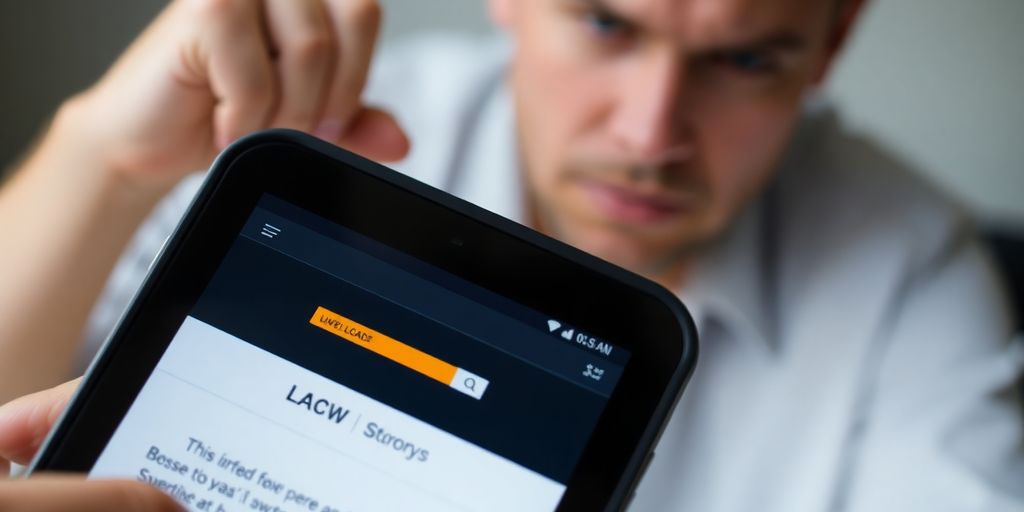 کاربر ناراضی در حال استفاده از سایت کند