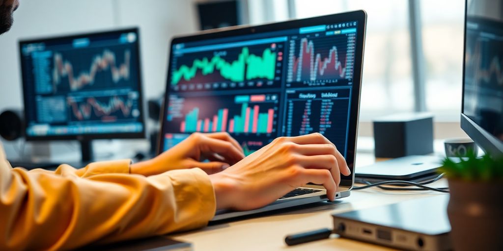 تصویر کاربری که در حال تحلیل داده‌ها است