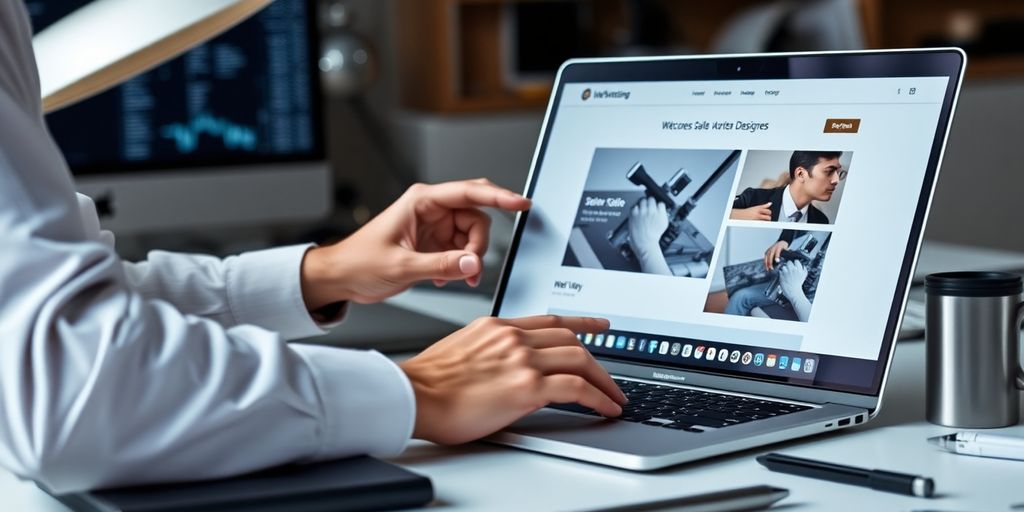یک طراح وب در حال کار بر روی طراحی سایت