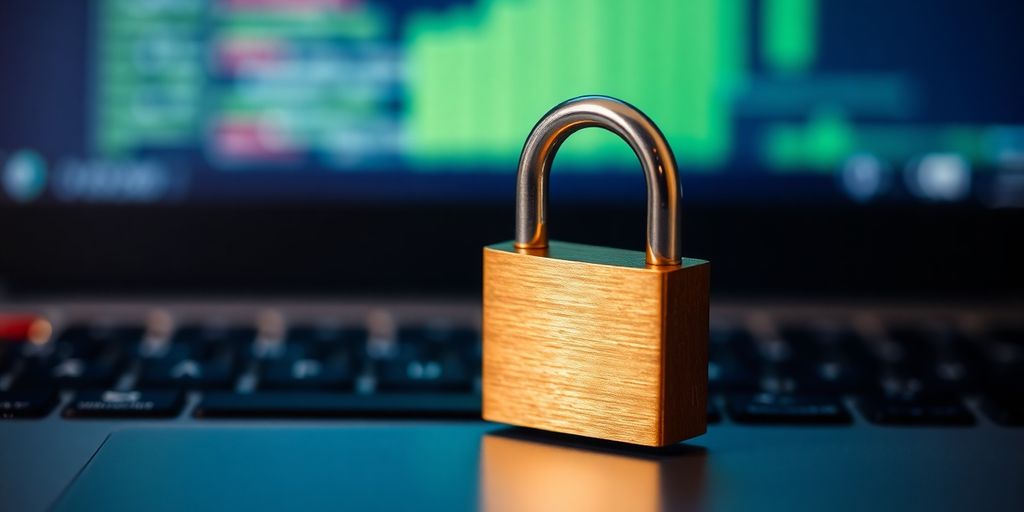 تصویر قفل روی کیبورد کامپیوتر