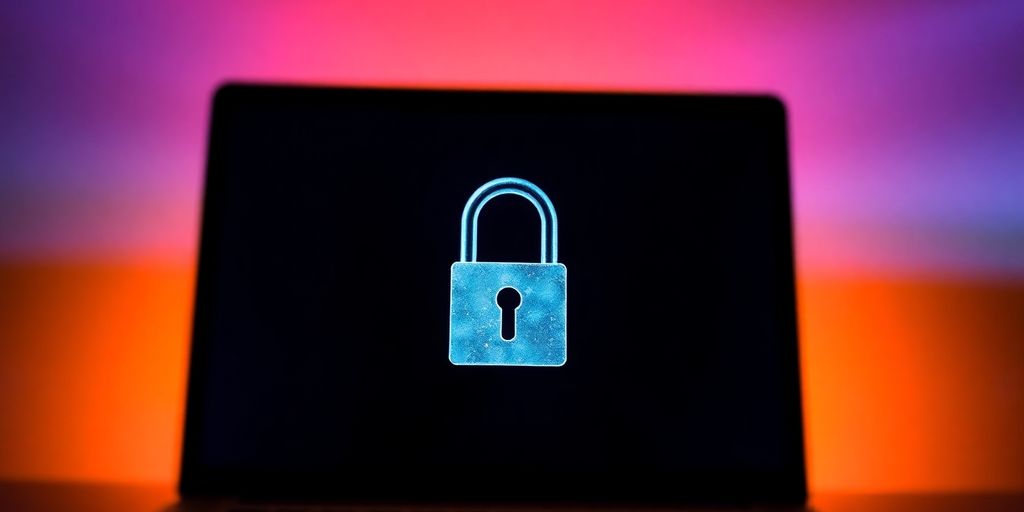 صفحه قفل شده کامپیوتر با قفل بزرگ