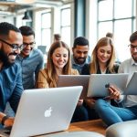 گروهی از مالکان کسب‌وکار در حال کار با لپ‌تاپ