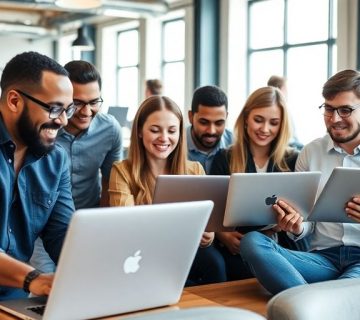 گروهی از مالکان کسب‌وکار در حال کار با لپ‌تاپ